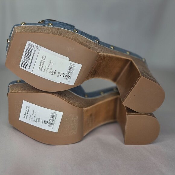 NWT Steve Madden Women's Dinnah Platform Buckle Dress Sandals - Denim - Picture 5 of 9